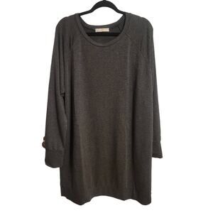 eldridge Women's 1XL Solid Gray Long T-Shirt Dress